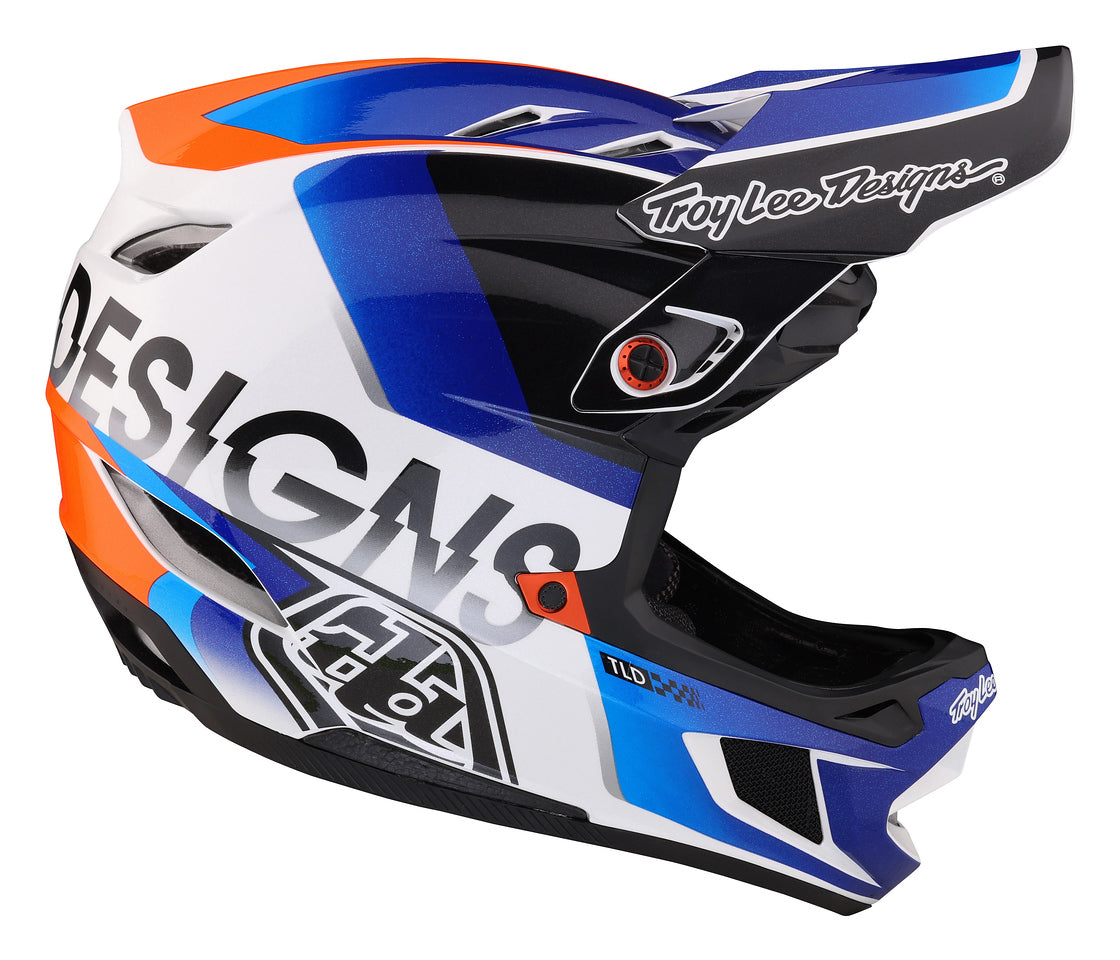 Casco Troy Lee Designs D4 Composite Qualifier White / Blue Navy